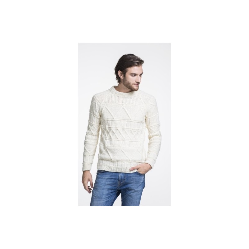 Trui - Novita 7 Brothers - Mens Pattern Stitch Pullover