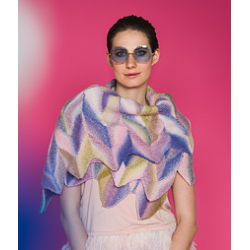 Compleet breipakket - Omslagdoek - Zauberball Stärke 6 - Knit the Cat 15 (model 25) Duitstalig