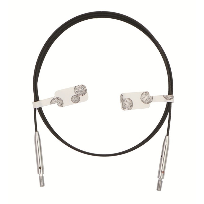 KnitPro Swivel Extra dunne Zwarte Kabel voor rondbreinaald met stalen kern 360°