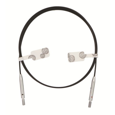 KnitPro Swivel Extra dunne Zwarte Kabel voor rondbreinaald met stalen kern 360°