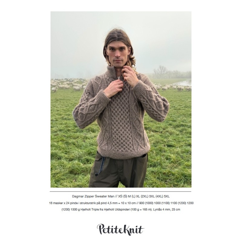 Patroon PetiteKnit Dagmar Zipper Sweater Man (Maat 46 t/m 74)