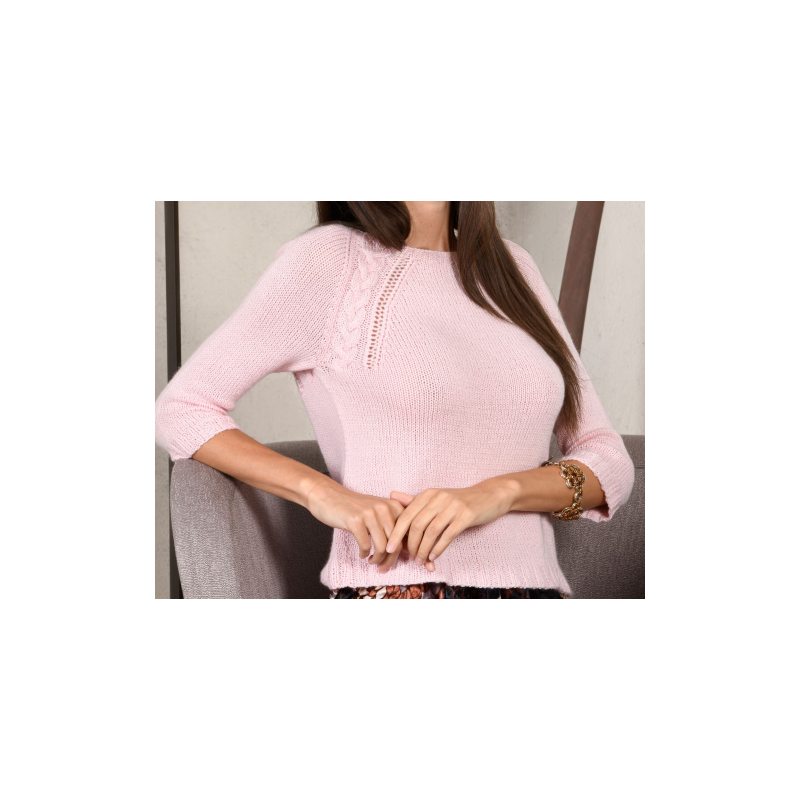 Deze mooie trui wordt gebreid met Lana Gatto.